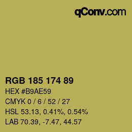 Color code: RGB 185 174 89 | qconv.com