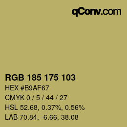 Color code: RGB 185 175 103 | qconv.com