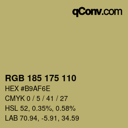 颜色代码: RGB 185 175 110 | qconv.com