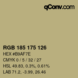 Código de color: RGB 185 175 126 | qconv.com