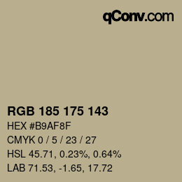 Color code: RGB 185 175 143 | qconv.com