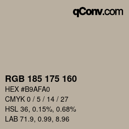 カラーコード: RGB 185 175 160 | qconv.com