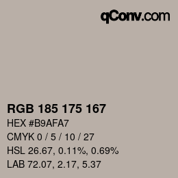 Código de color: RGB 185 175 167 | qconv.com