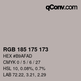 Color code: RGB 185 175 173 | qconv.com