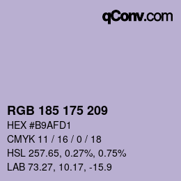 Código de color: RGB 185 175 209 | qconv.com