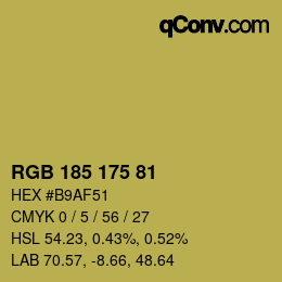 Color code: RGB 185 175 81 | qconv.com