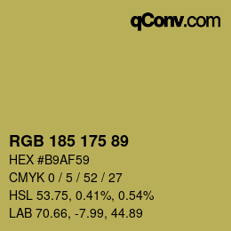 Color code: RGB 185 175 89 | qconv.com