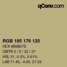 颜色代码: RGB 185 176 125 | qconv.com