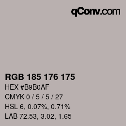 Color code: RGB 185 176 175 | qconv.com