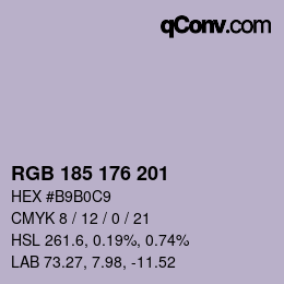 Color code: RGB 185 176 201 | qconv.com