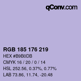 Color code: RGB 185 176 219 | qconv.com