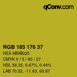 Color code: RGB 185 176 37 | qconv.com