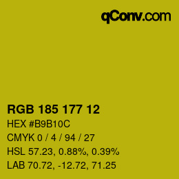 Color code: RGB 185 177 12 | qconv.com