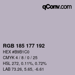 Color code: RGB 185 177 192 | qconv.com