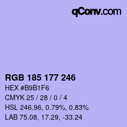 Color code: RGB 185 177 246 | qconv.com