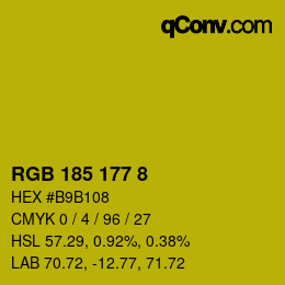 Color code: RGB 185 177 8 | qconv.com