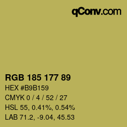 Color code: RGB 185 177 89 | qconv.com