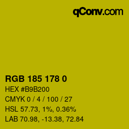 Color code: RGB 185 178 0 | qconv.com