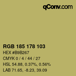 Color code: RGB 185 178 103 | qconv.com