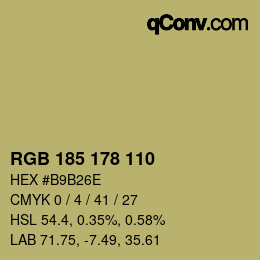 Color code: RGB 185 178 110 | qconv.com