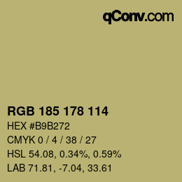 Color code: RGB 185 178 114 | qconv.com