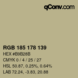 Color code: RGB 185 178 139 | qconv.com