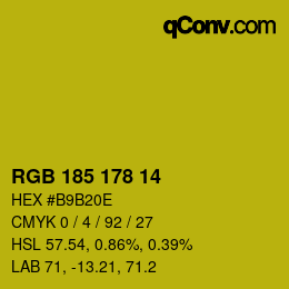 Color code: RGB 185 178 14 | qconv.com