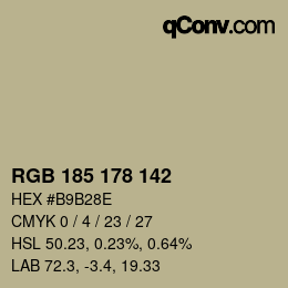 Color code: RGB 185 178 142 | qconv.com