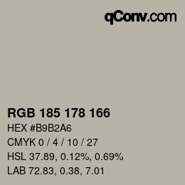 カラーコード: RGB 185 178 166 | qconv.com