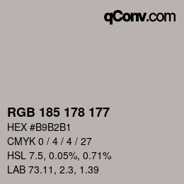 カラーコード: RGB 185 178 177 | qconv.com