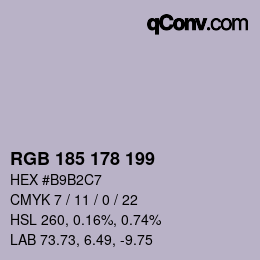 Color code: RGB 185 178 199 | qconv.com