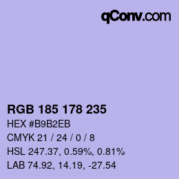 Color code: RGB 185 178 235 | qconv.com