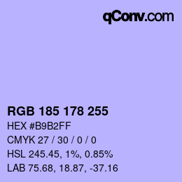 カラーコード: RGB 185 178 255 | qconv.com