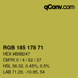Color code: RGB 185 178 71 | qconv.com
