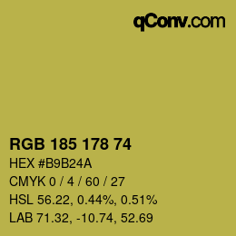 Color code: RGB 185 178 74 | qconv.com