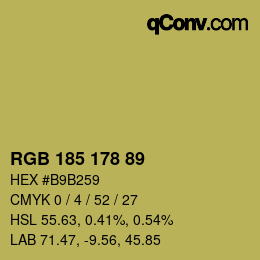 Color code: RGB 185 178 89 | qconv.com