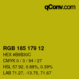 Color code: RGB 185 179 12 | qconv.com