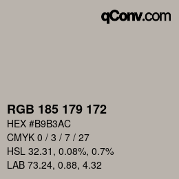 Código de color: RGB 185 179 172 | qconv.com