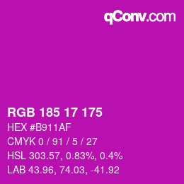 Color code: RGB 185 17 175 | qconv.com
