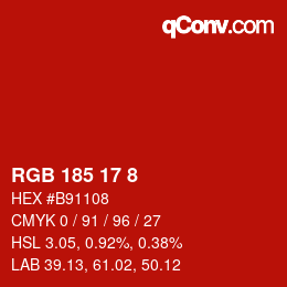 Color code: RGB 185 17 8 | qconv.com