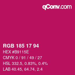 Color code: RGB 185 17 94 | qconv.com
