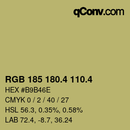 カラーコード: RGB 185 180.4 110.4 | qconv.com