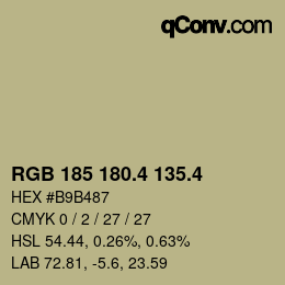 カラーコード: RGB 185 180.4 135.4 | qconv.com
