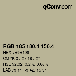 カラーコード: RGB 185 180.4 150.4 | qconv.com
