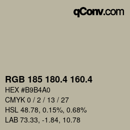 カラーコード: RGB 185 180.4 160.4 | qconv.com