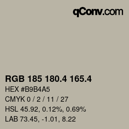 カラーコード: RGB 185 180.4 165.4 | qconv.com