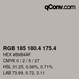 カラーコード: RGB 185 180.4 175.4 | qconv.com