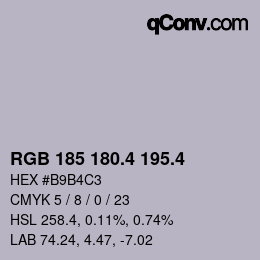 カラーコード: RGB 185 180.4 195.4 | qconv.com