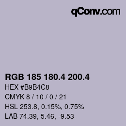 カラーコード: RGB 185 180.4 200.4 | qconv.com