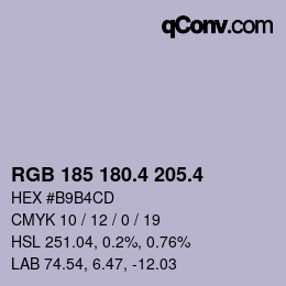 カラーコード: RGB 185 180.4 205.4 | qconv.com